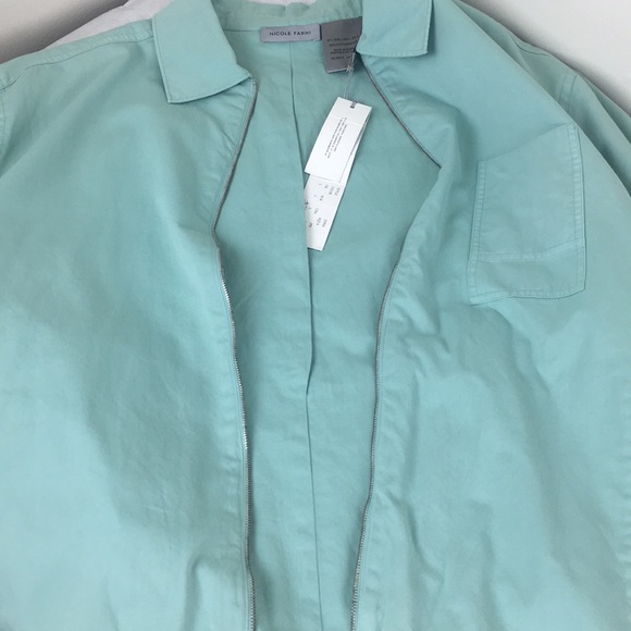 Nicole Farhi Cotton Teal Full Zip Jacket - Picture 4 of 8
